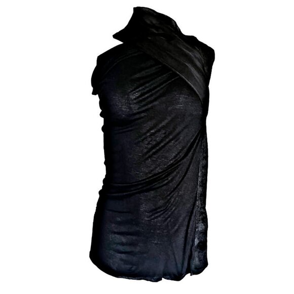 RICK OWENS Vintage 2012 One-Shoulder Strapless Top Silk & Lamb Leather - Picture 1 of 14
